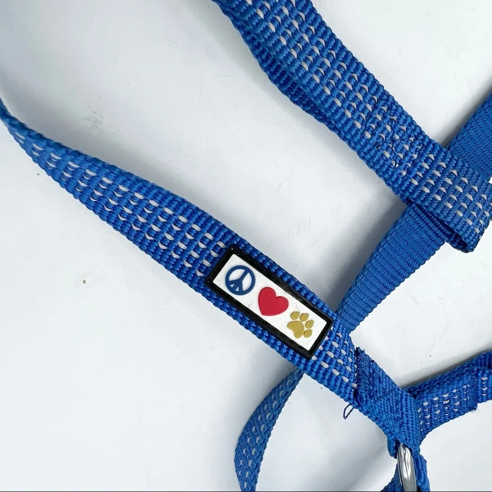 Pawitas 6 ft Puppy or Dog Leash & Reflective Harness, Blue, Size Small